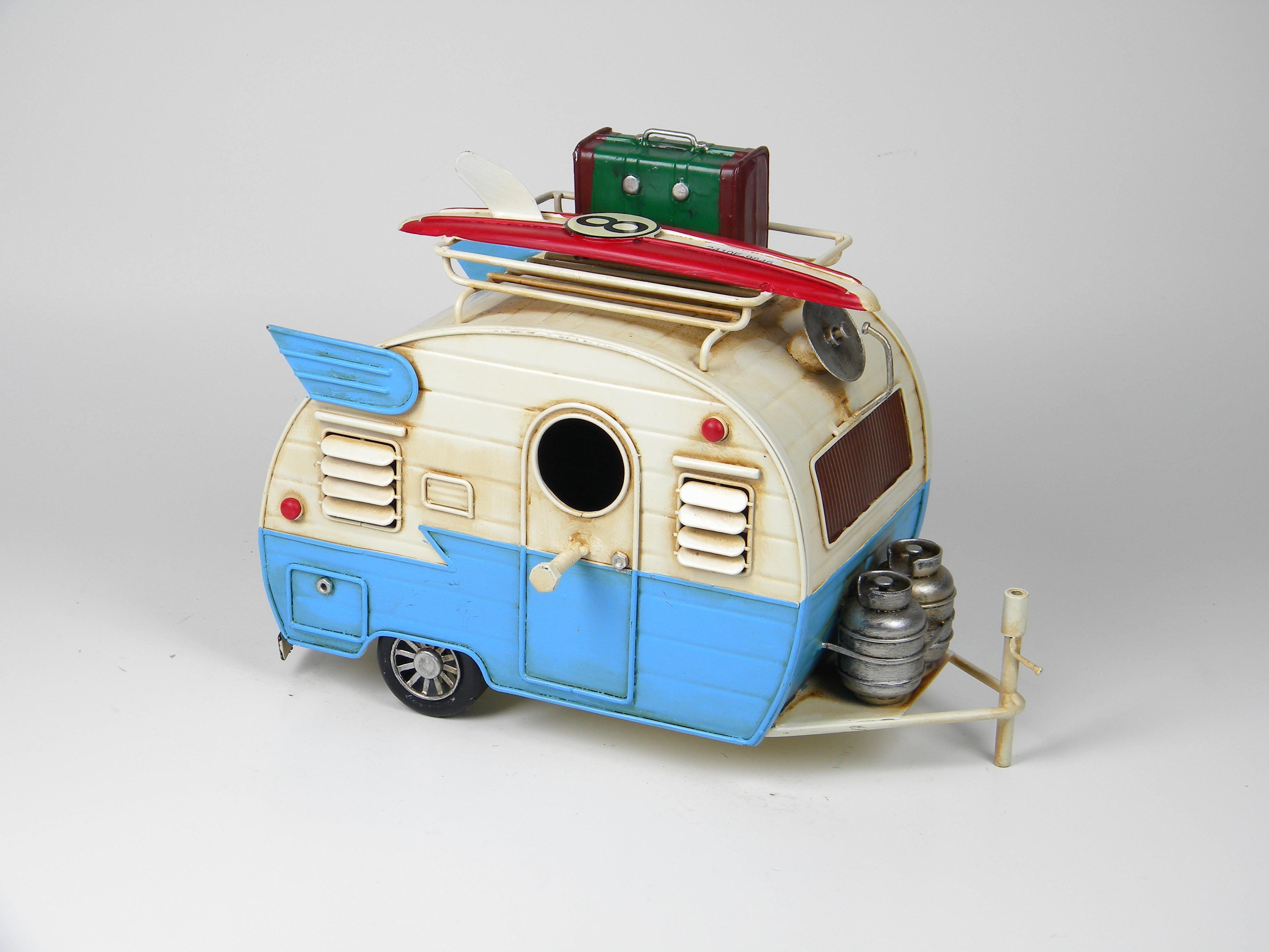 Decorative Metal Birdhouse in Camper Trailer Design